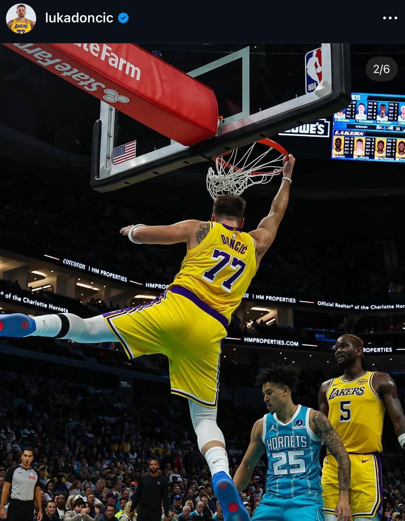 东契奇在自己ig上po了自己扣篮图片☞队友拉拉维亚：你还会扣篮？☞范德比尔特：第