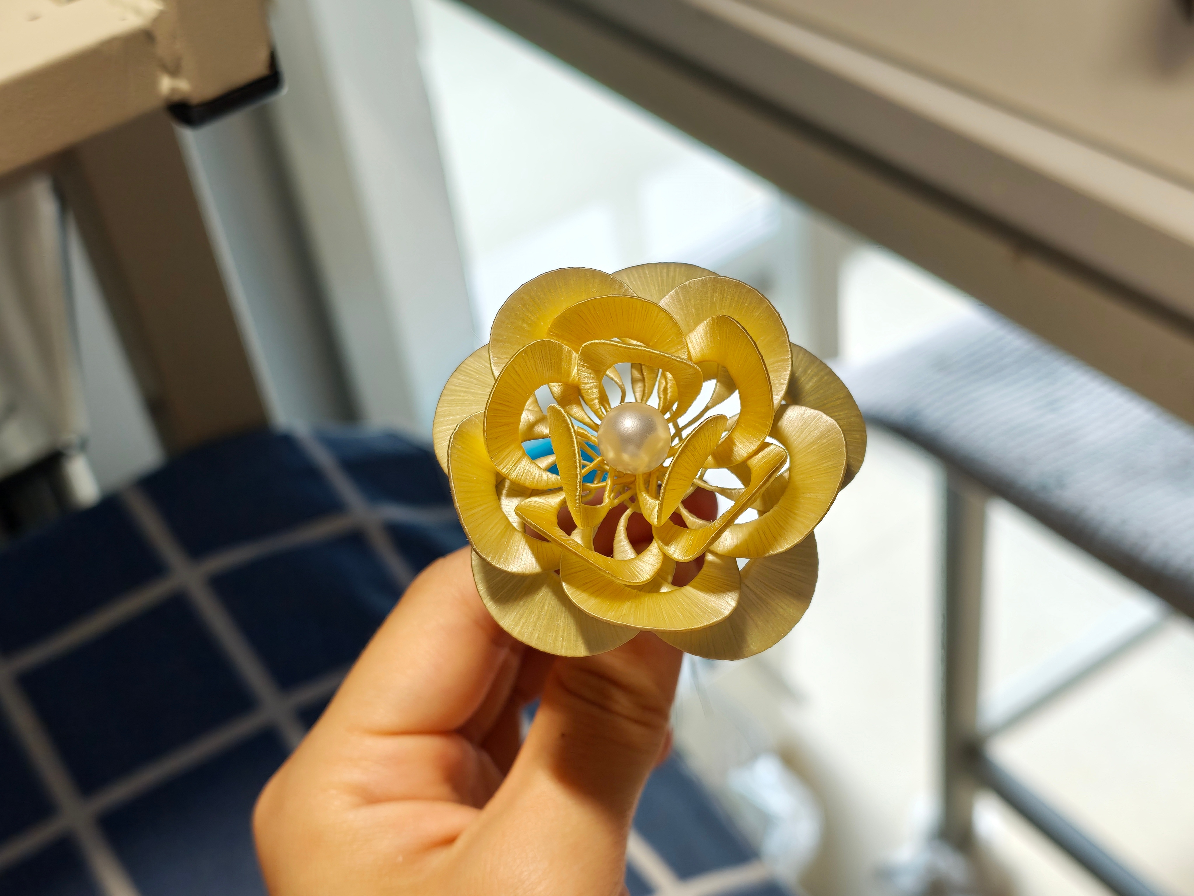 一朵黄色的小山茶花 