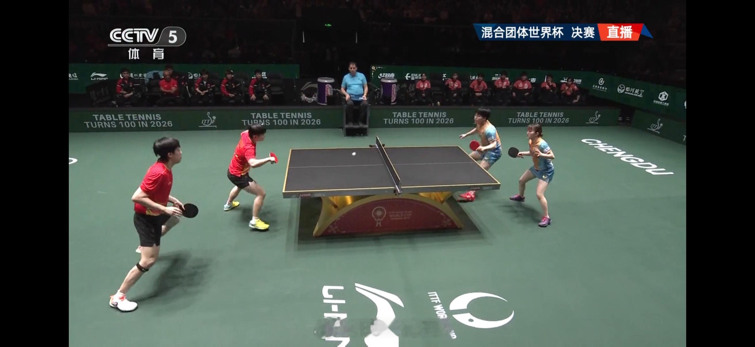 混团决赛国乒vs日本 第一局：王楚钦/孙颖莎 11-4王楚钦孙颖莎vs松岛辉空大