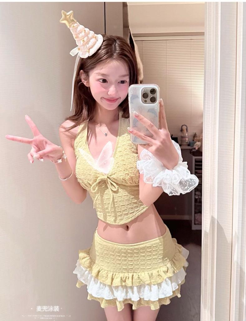 🍋甜妹泳衣｜✨ 甜妹元气少女蛋糕裙度假泳装度假风泳装美女 泳装度假风格 甜美连