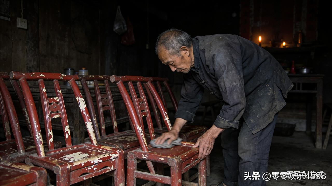 清晨五点，四川乡下的李大爷就摸黑起了床。他佝偻着背，把堂屋那张掉漆的红木椅擦了三