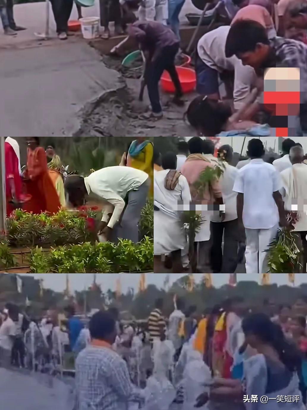 【印度🇮🇳前面修好后面薅，国民素质真是高】
前阵子看到印度刚修好的水泥路，被
