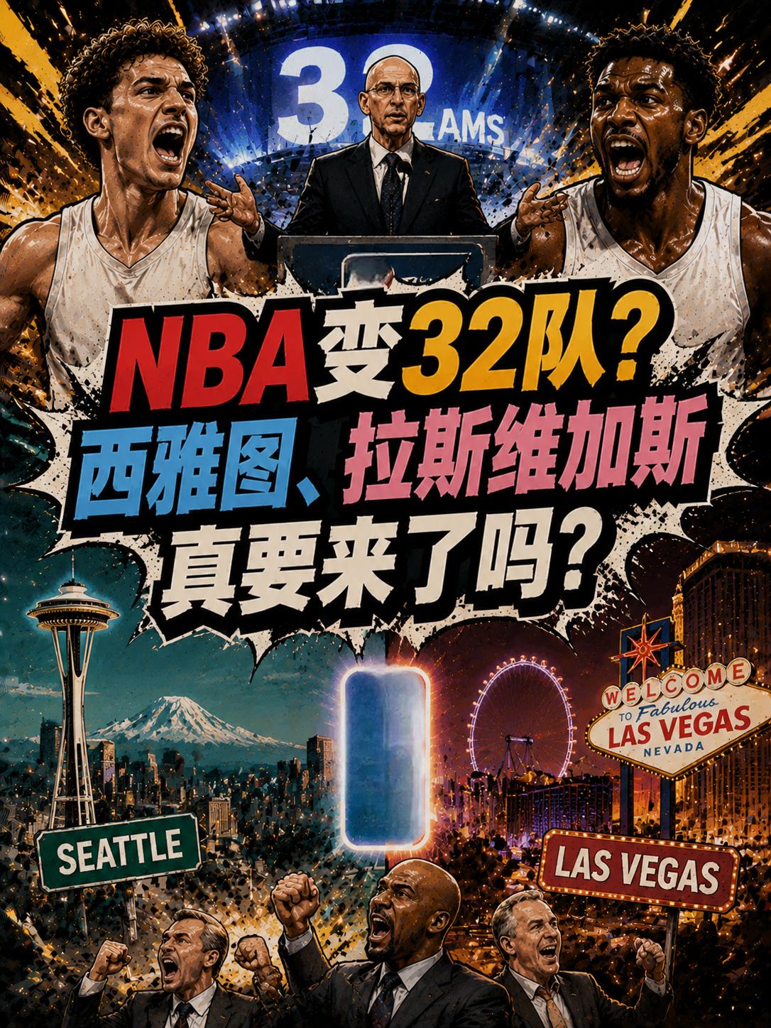 NBA要变32队了？西雅图、拉斯维加斯真的来了？根据知名媒记的爆料，NBA老板们