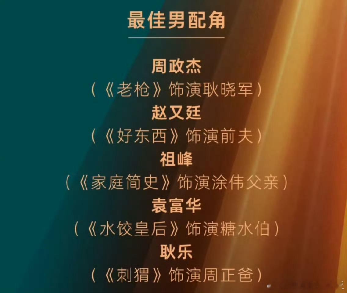 大冷门！开奖前祖峰的金鸡奖最佳男配提名突然被撤，《家庭简史》编剧提名也同步消失，