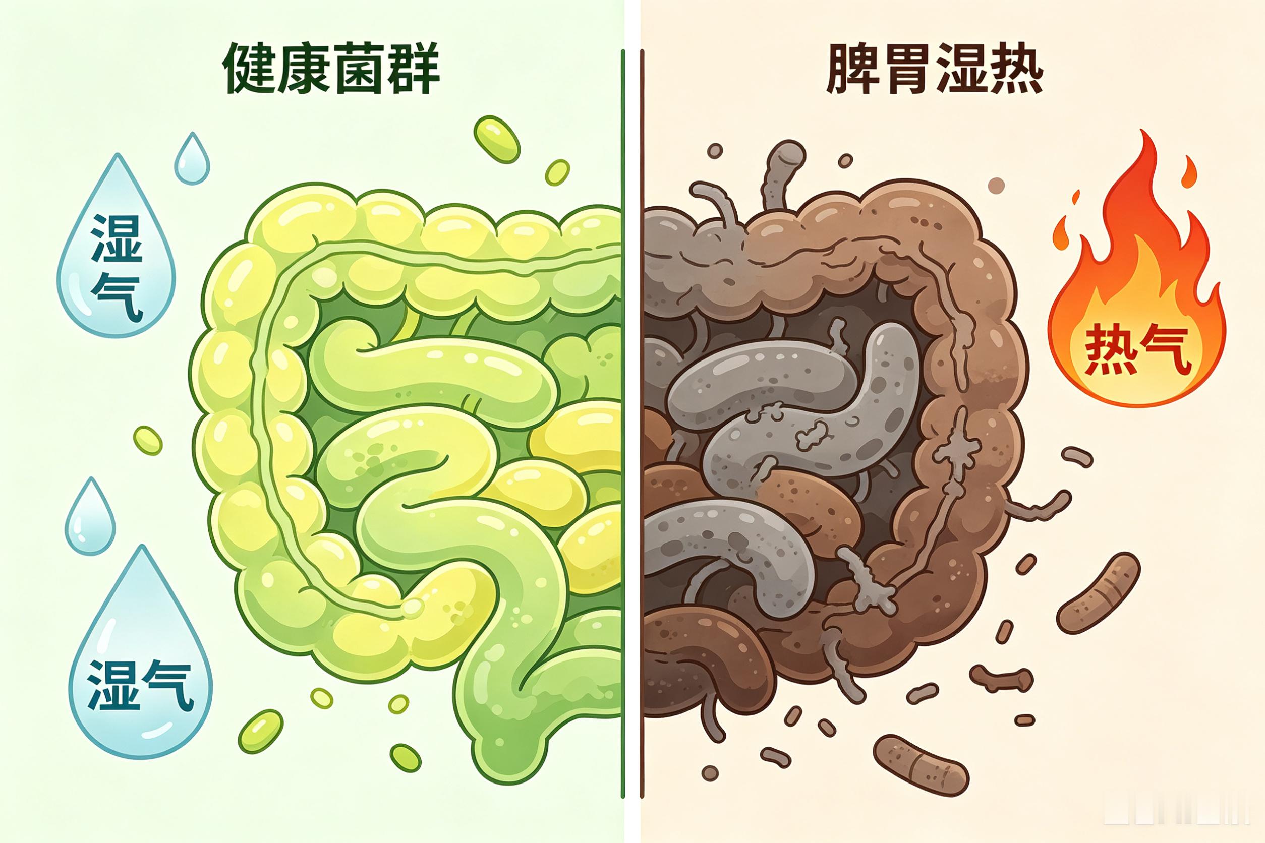 长期外卖、肥甘厚味，确实会加速肠道菌群提前老化，同时同步催生脾胃湿热、肠道气机壅