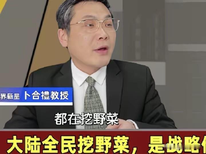 台湾教授发表演讲：大陆从云南到东北，都在挖野菜，是在做战略准备哦！

满口荒唐言