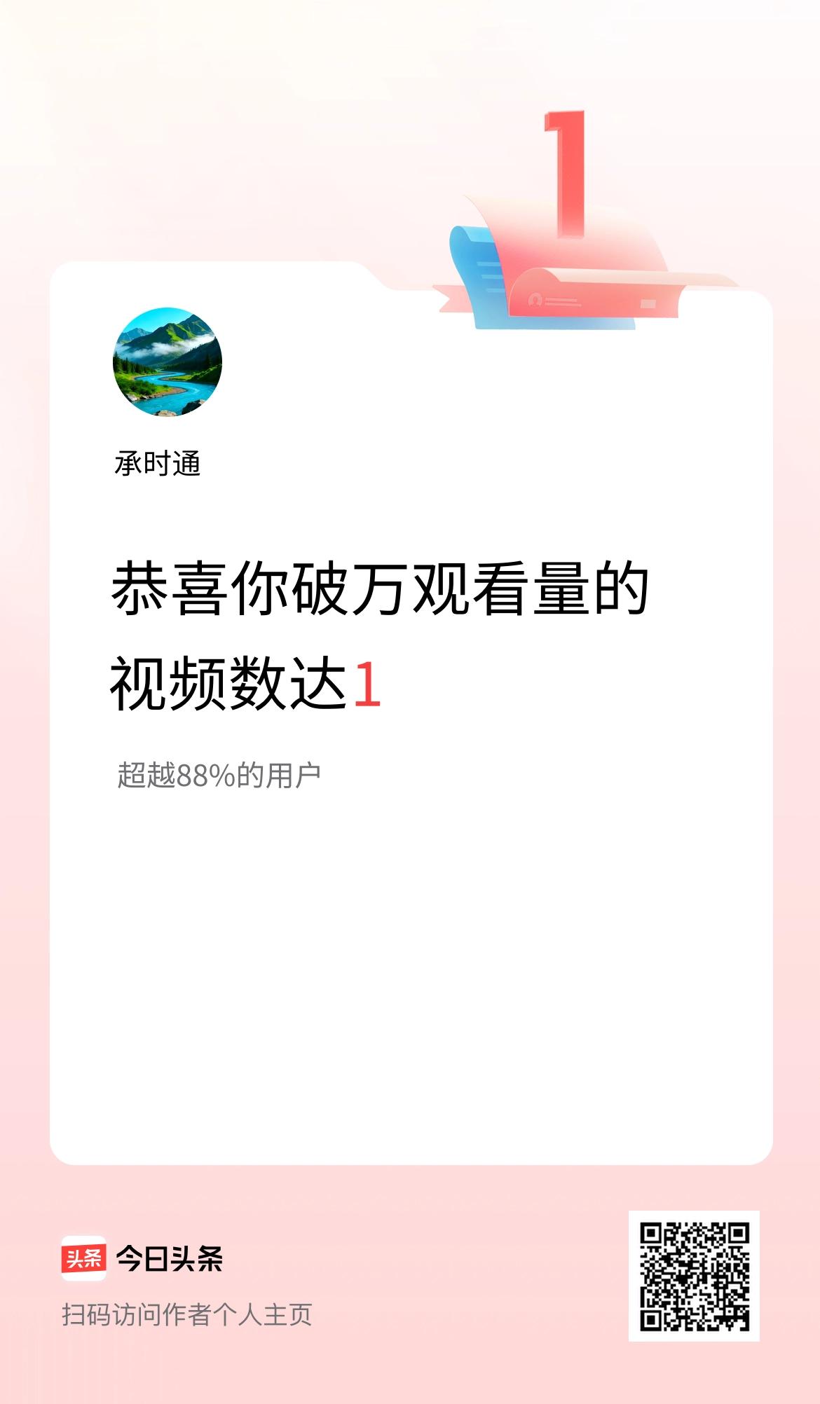 我在头条有1条视频播放量破万了！