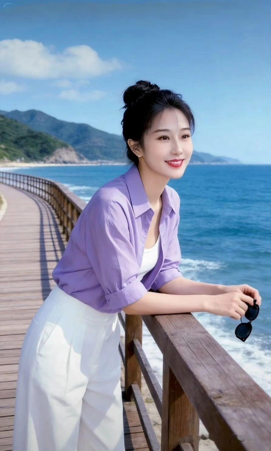 海边漫步，那感觉绝了！脚下软绵绵的细沙，随着海浪一波波涌来又退去，仿佛在跟我玩闹