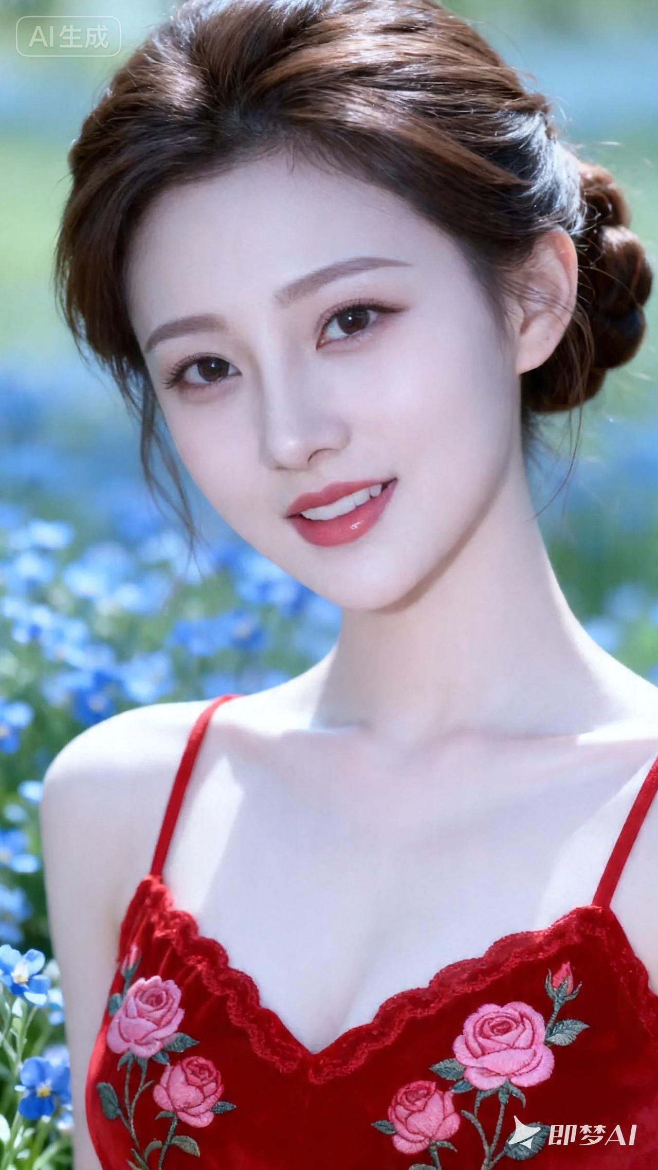 春日浪漫，花海中的甜美少女🌸💕