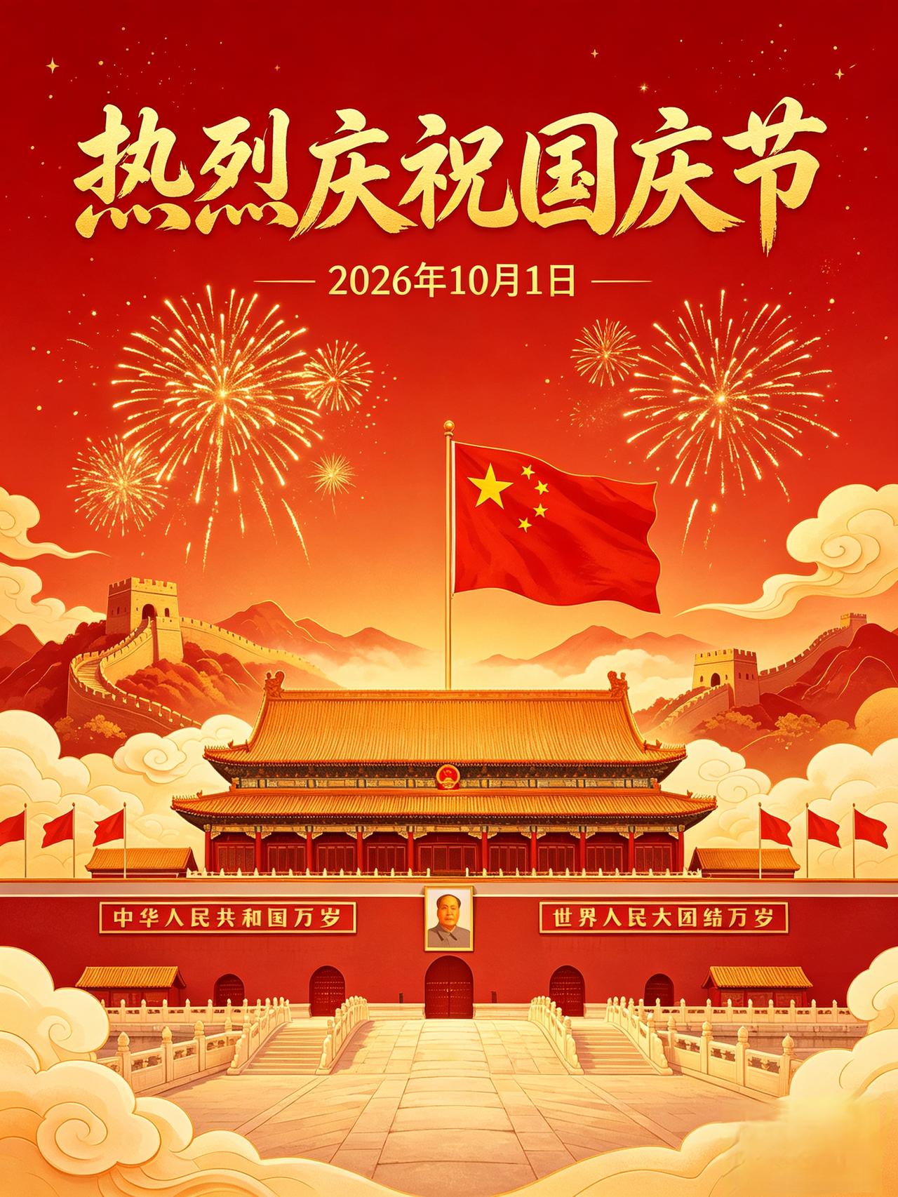 丹桂飘香迎国庆，
红旌招展耀长空。
万家欢颂山河美，
国泰民安万事隆。
❤️
 