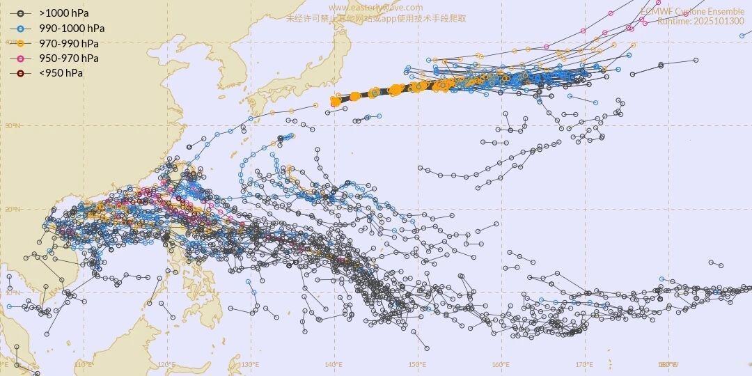 热带扰动96w速报。
监测到低纬度热带扰动96w活跃度信号加大，在集合预报中显示
