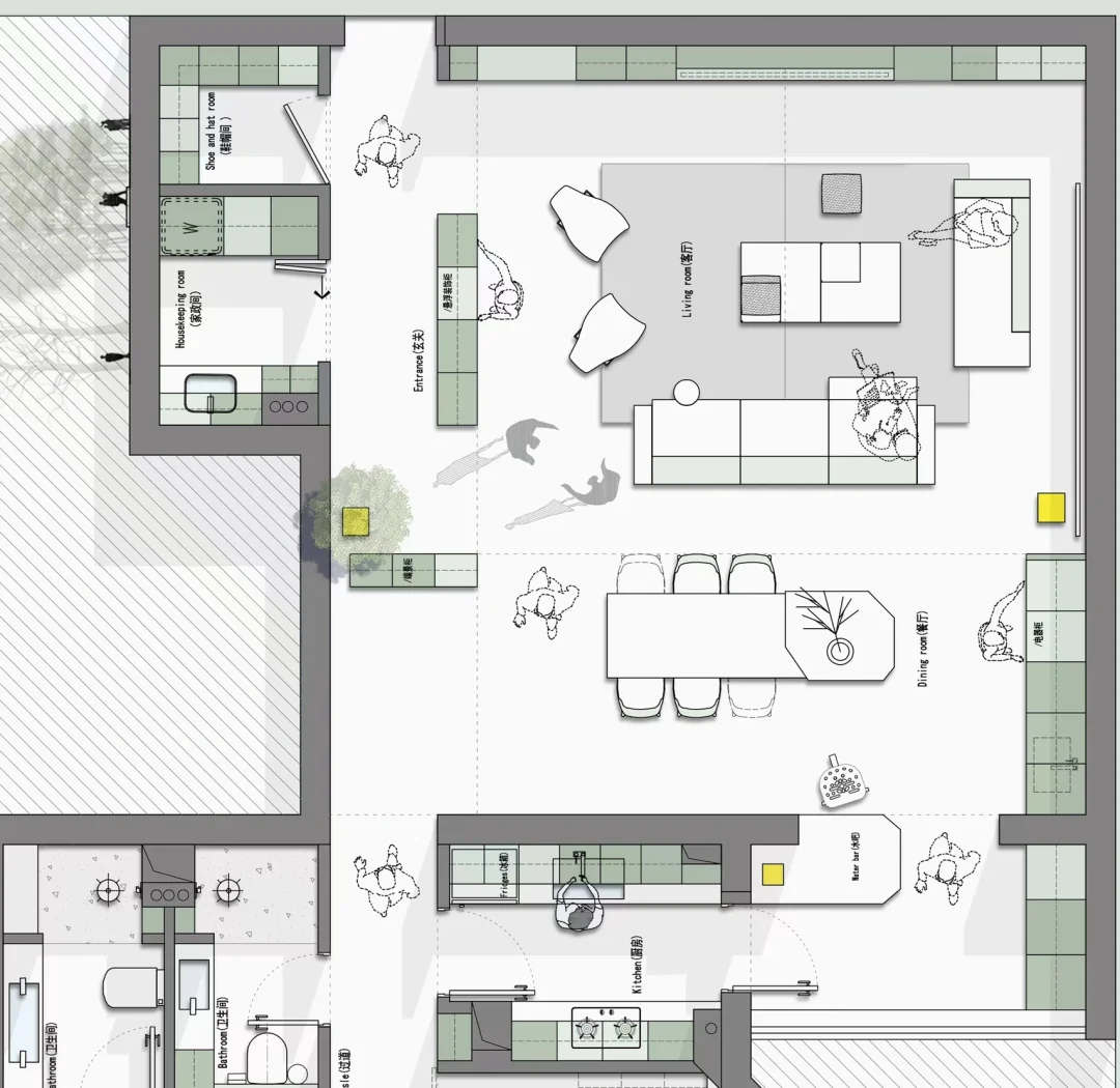 户型优化｜130平三居室户型｜优化前后对比