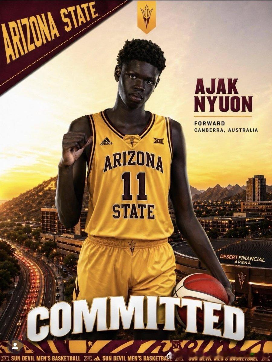 亚利桑那州立大学签下澳洲内线Ajak Nyuon，这已经新主帅Randy Ben