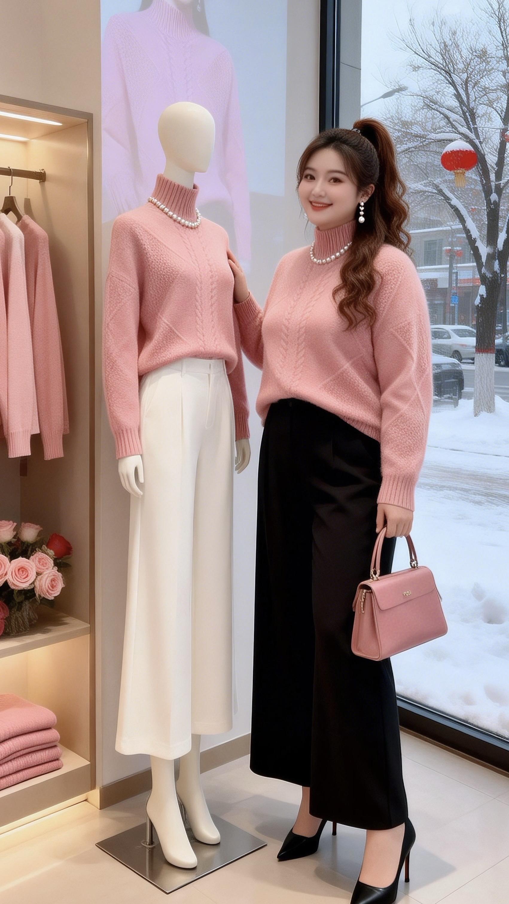 大码女装 毛衣穿搭 秋冬万能穿搭配色公式脱下外套也体面的秋冬内搭让人眼...