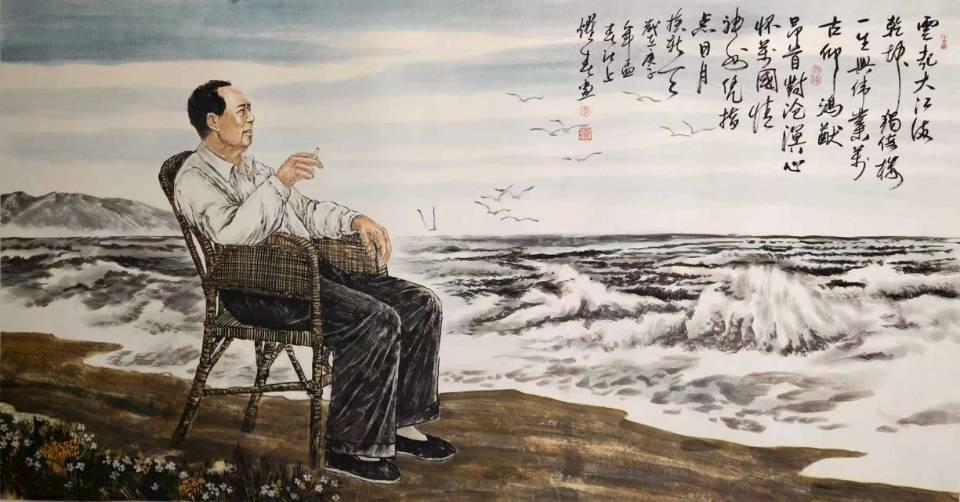 缅怀毛主席领袖风采李耀春大师的国画作品欣赏！