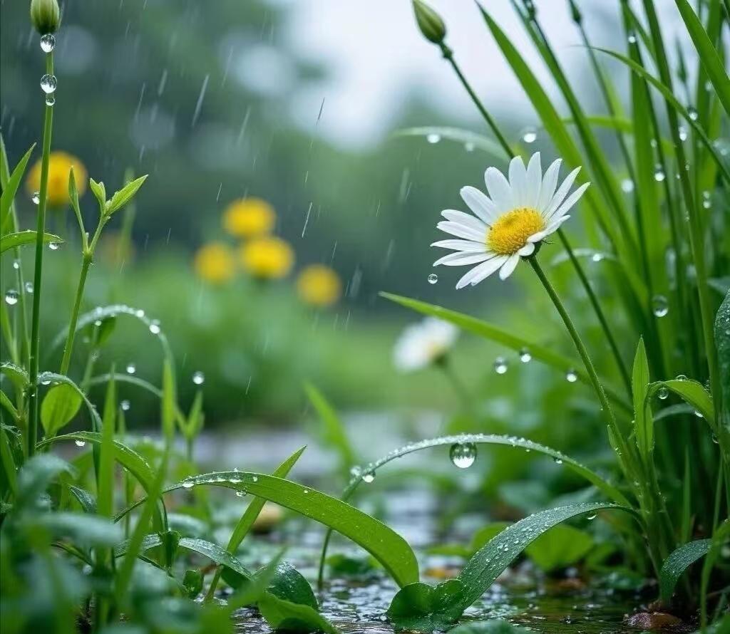 人间四月天，暖风八面来。水有灵光，花娇艳，蝴蝶舞翩跹。

黎明看云烟，黄昏觉风软