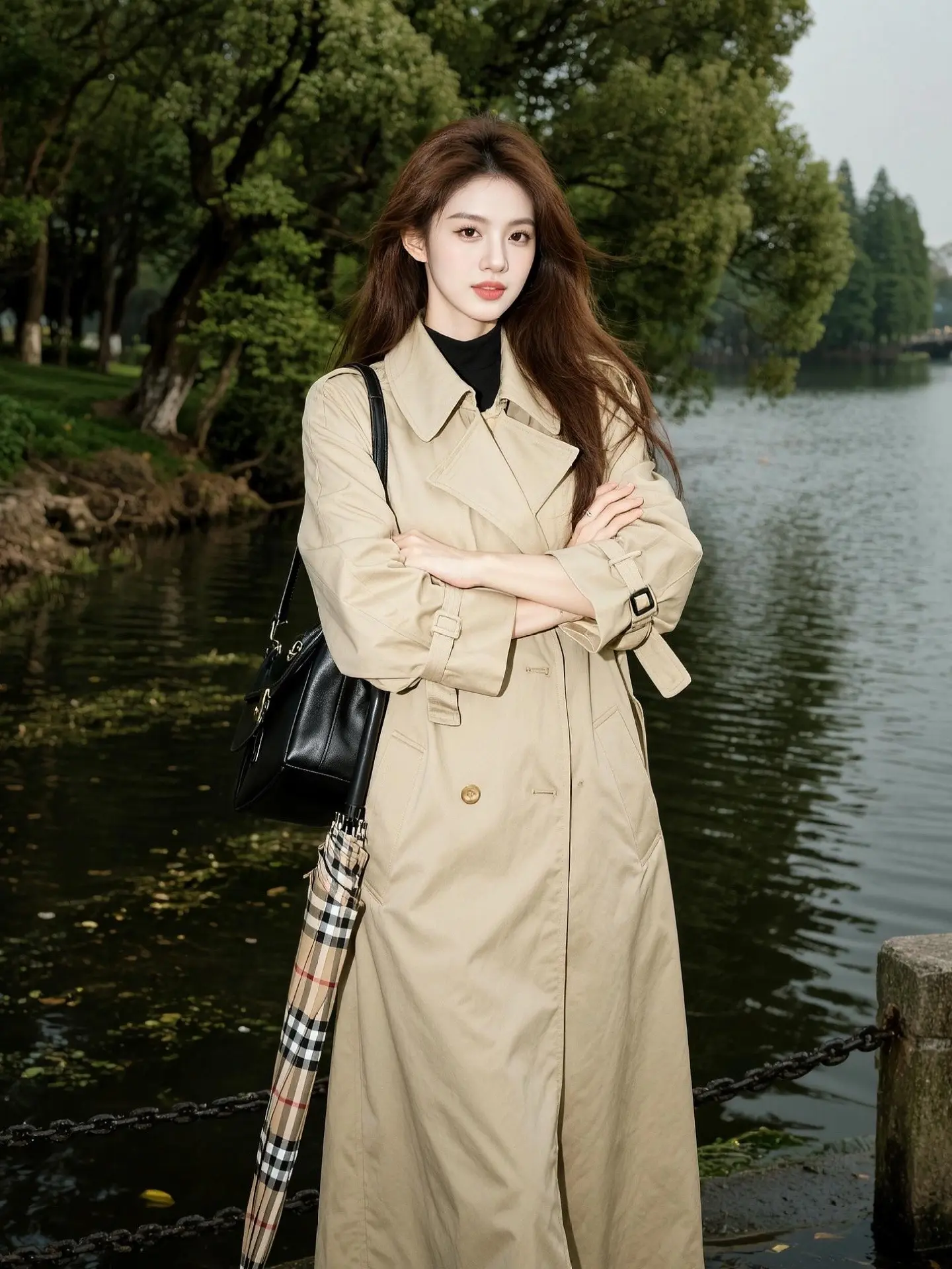 AI河畔风衣写真 随变ai随便玩 ai创作 用ai创作打开春天 随变一拍都很夯