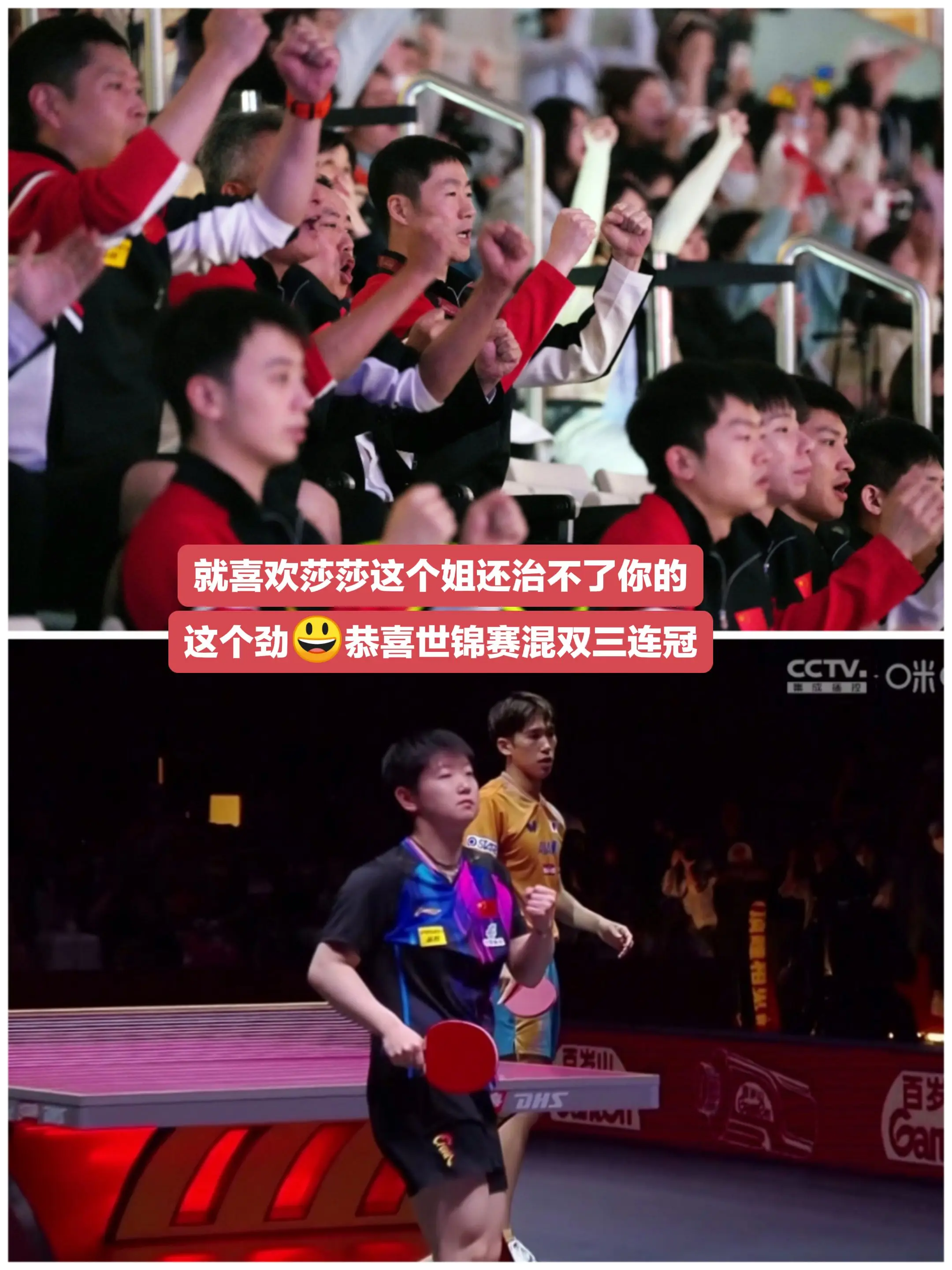 恭喜莎莎世锦赛混双三连冠