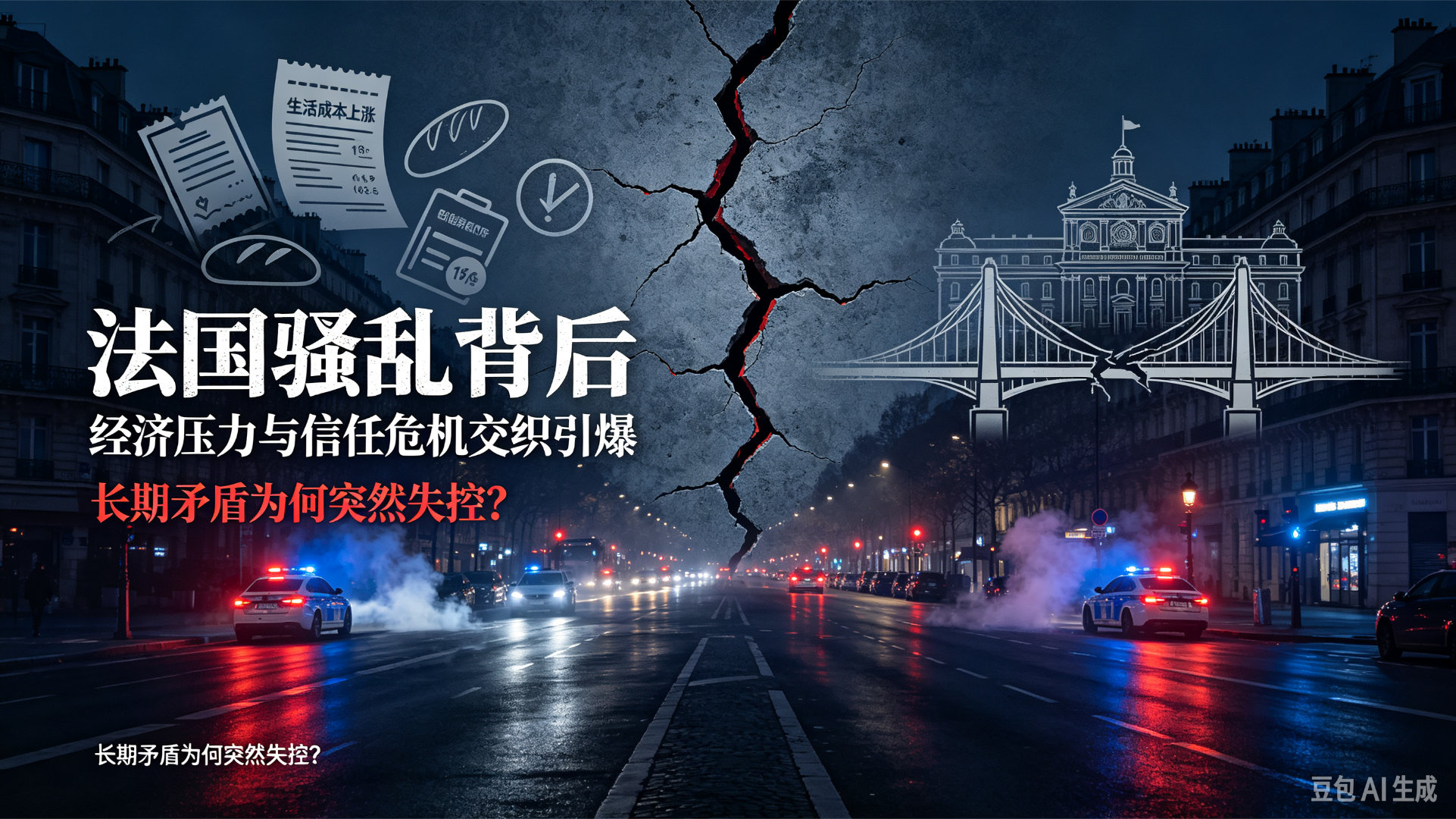法国严重暴力骚乱原因法国骚乱，并非单一事件造成。好比地上早已堆满干柴，只待一根火