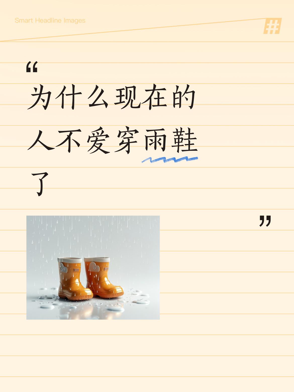 现在的人不穿雨鞋，是因为现在的城市乡镇村庄的道路平整，是沥青路，没有积水；现在人