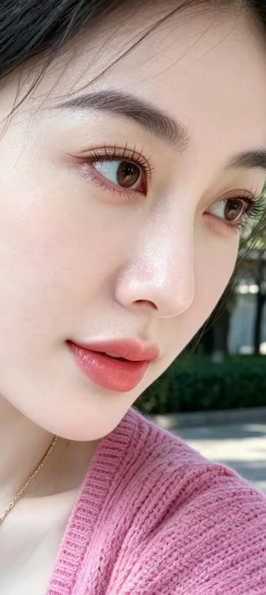 温柔甜美的粉色毛衣，搭配精致的妆容，元气满满的一天！🌸💄👗