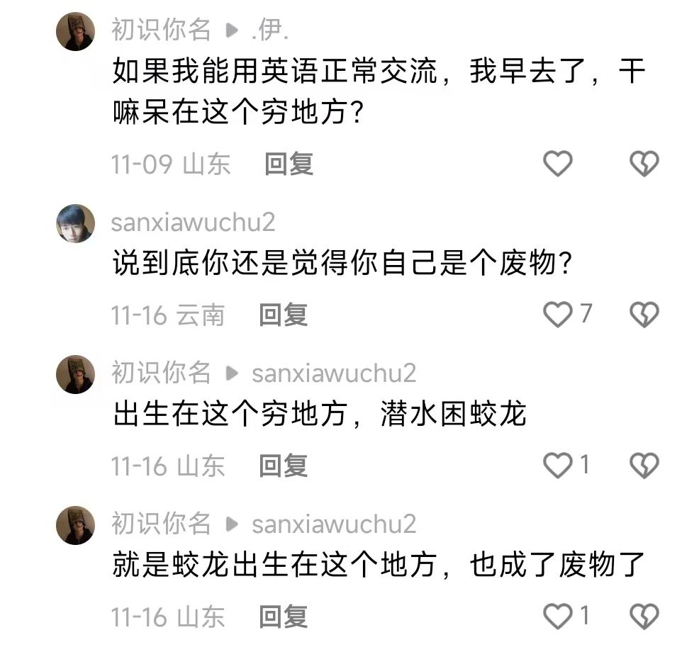 痛恨中国，向往外国。但他不出去的原因是英语不好。这英语能力，不是靠自己学的么？能