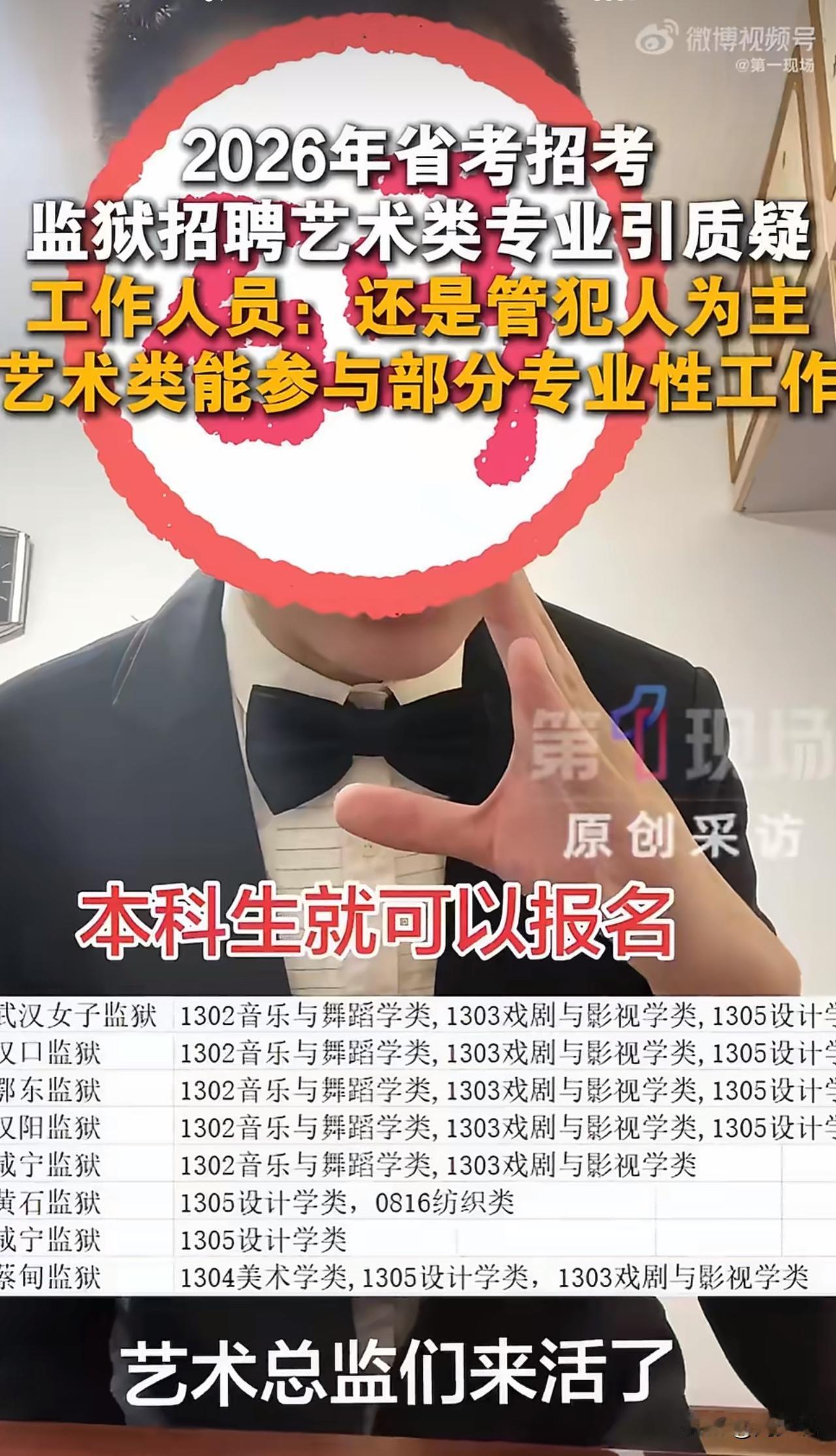 湖南省考惊现“特殊岗位”！网友爆料，湖南省多地监狱岗位居然仅限艺术大类报考，这波