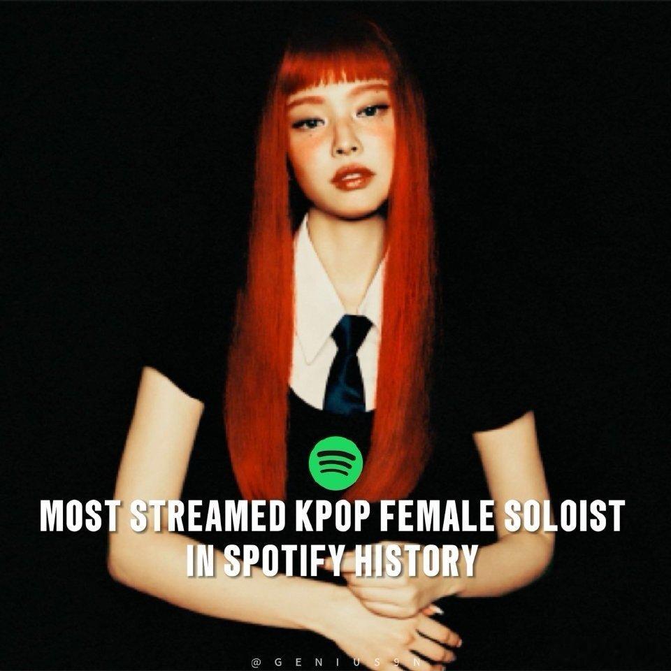 JENNIE回归成绩 Spotify历史上流媒体第一的K-pop女solo 歌手