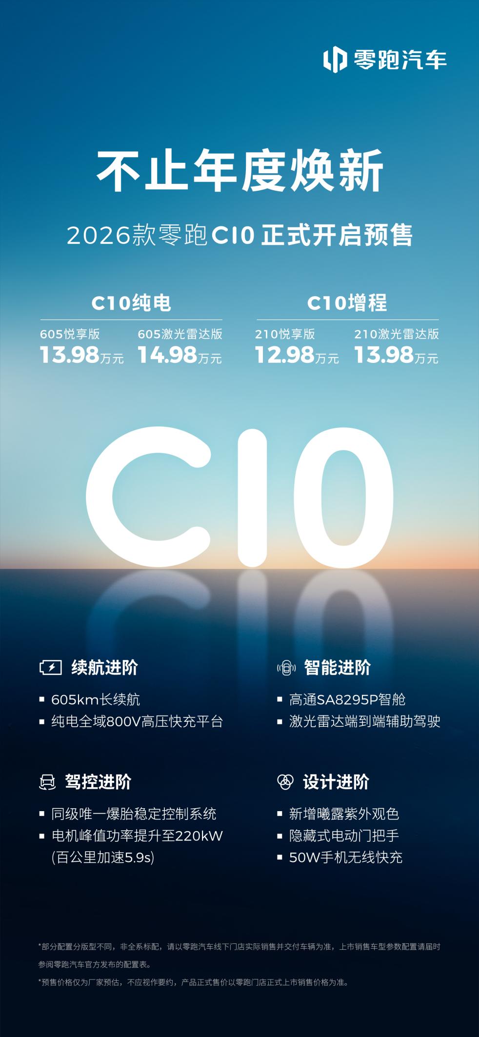 改款如换代！2026款零跑C10预售仅12.98万元起，加量真能不加价！
 
就
