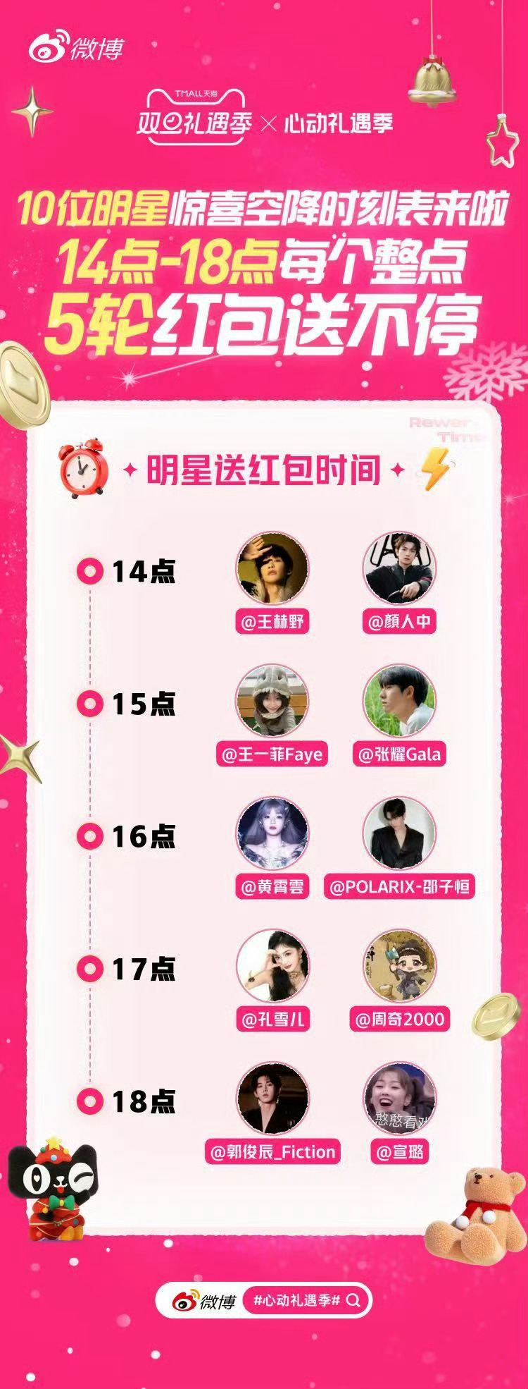 爱你老己今天领红包 什么！！我怎么才刷到今天居然有10轮明星红包雨，刚错过2轮可