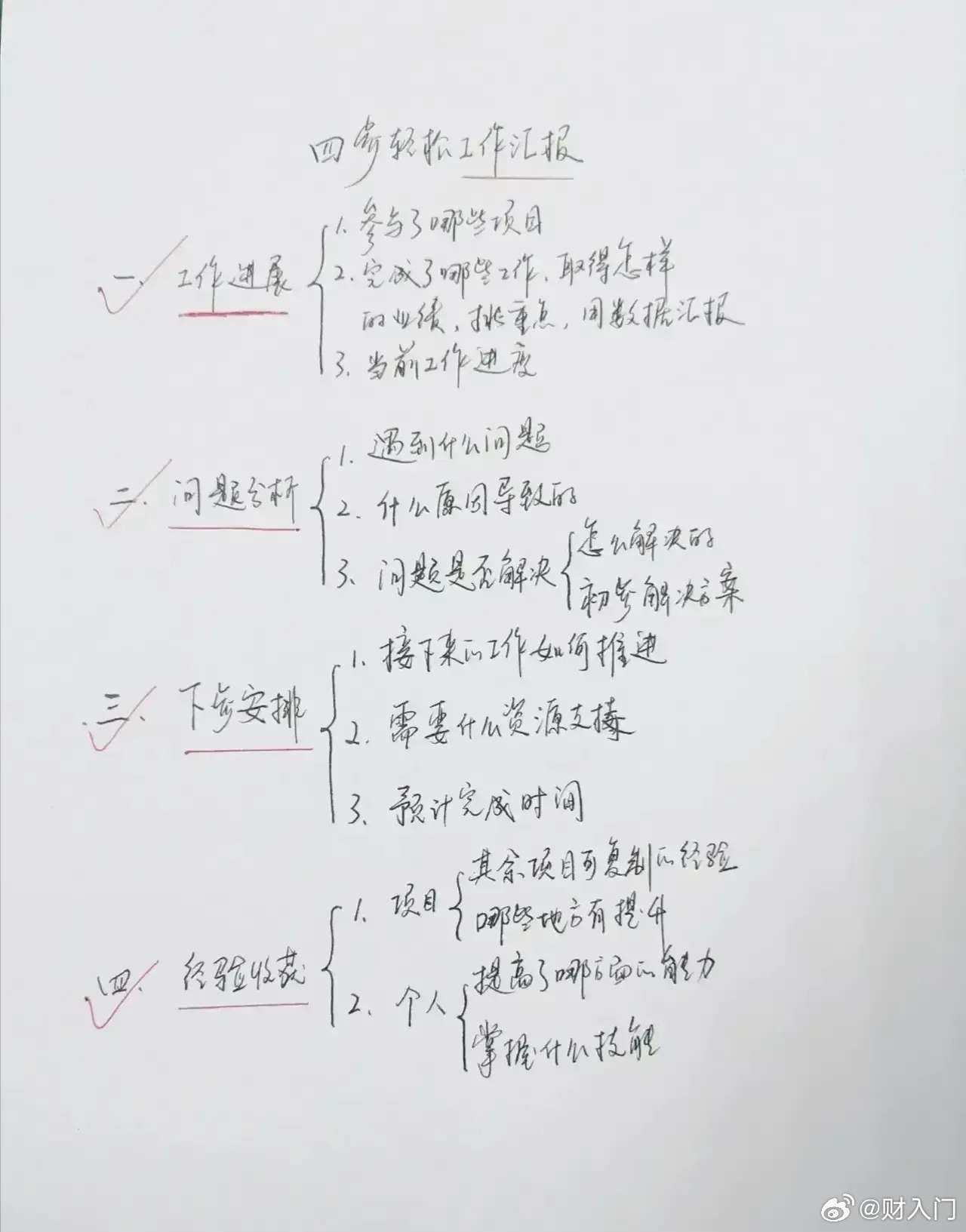 写工作汇报和工作总结的参考提纲 ​​​