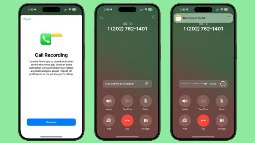 #iPhone通话录音会事先通知# 双方都会收到通话正在录音的通知，说实话乍一看