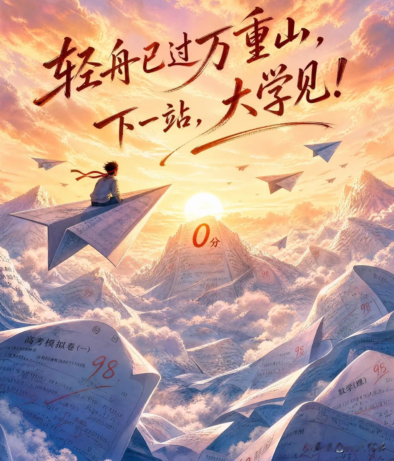 高考是人生中一段美妙难忘的旅程，无论成功与失败都不能决定一生的命运，一时得失不要