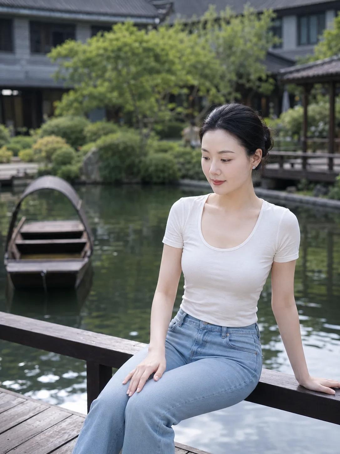 什么样的穿搭可以成为气质女神?白色的T恤和普通蓝色的牛仔裤，也可以穿出时尚优雅的