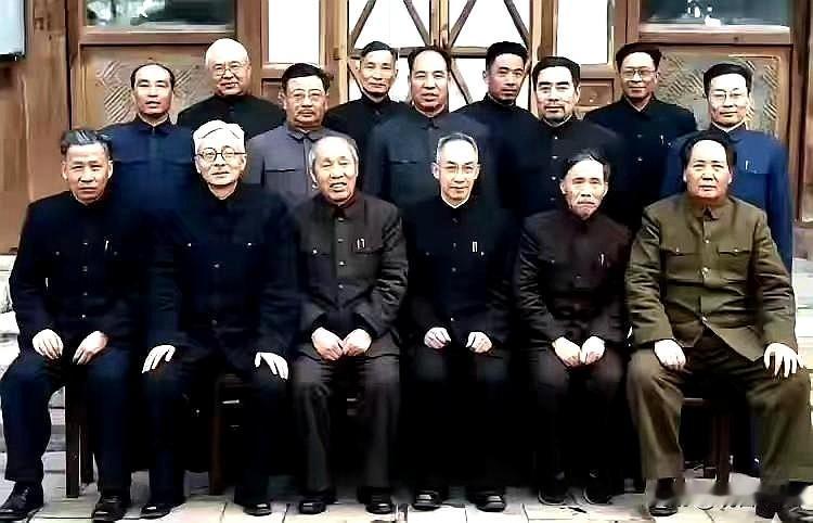1949年9月第一届政协中共代表合影。
前排坐序（左→右）：刘少奇、林伯渠、董必
