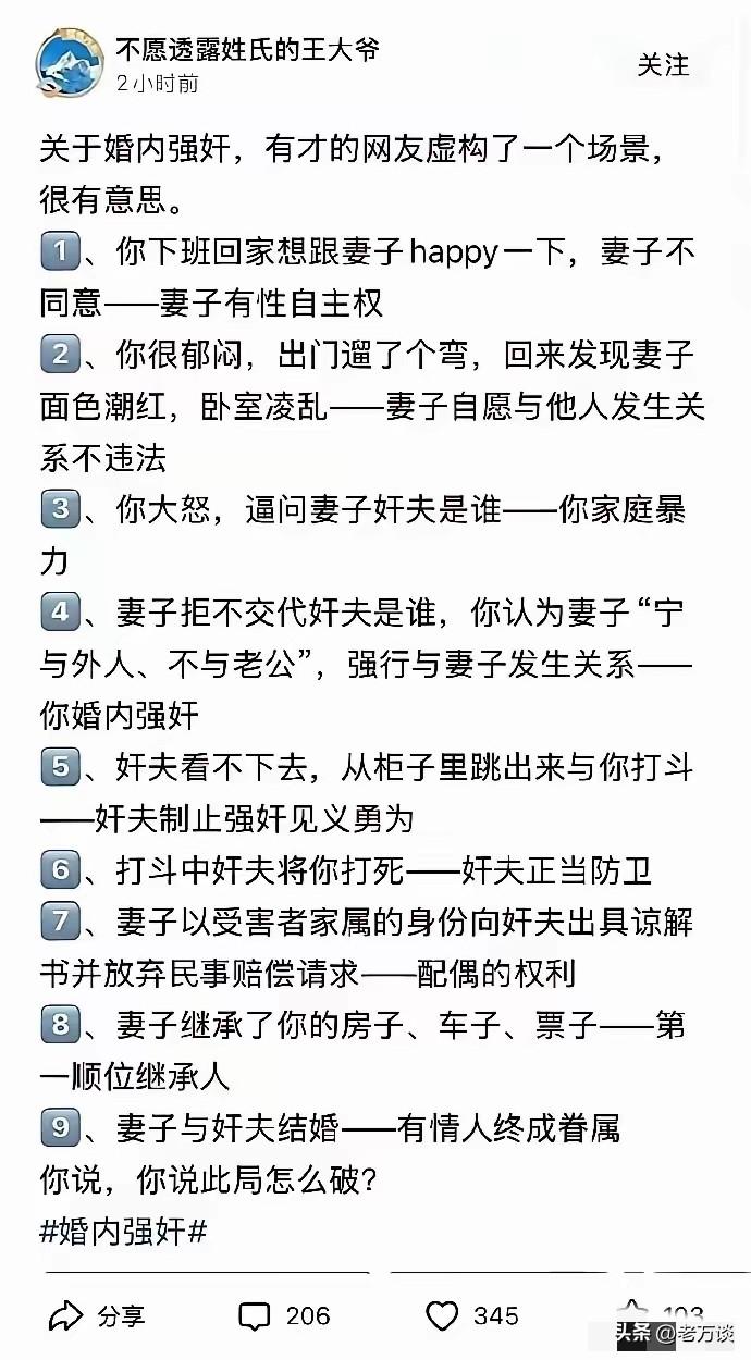 婚内强奸，这真的是个世纪难题，如何破解婚内强奸是大多数男性想要解决的问题，而且在