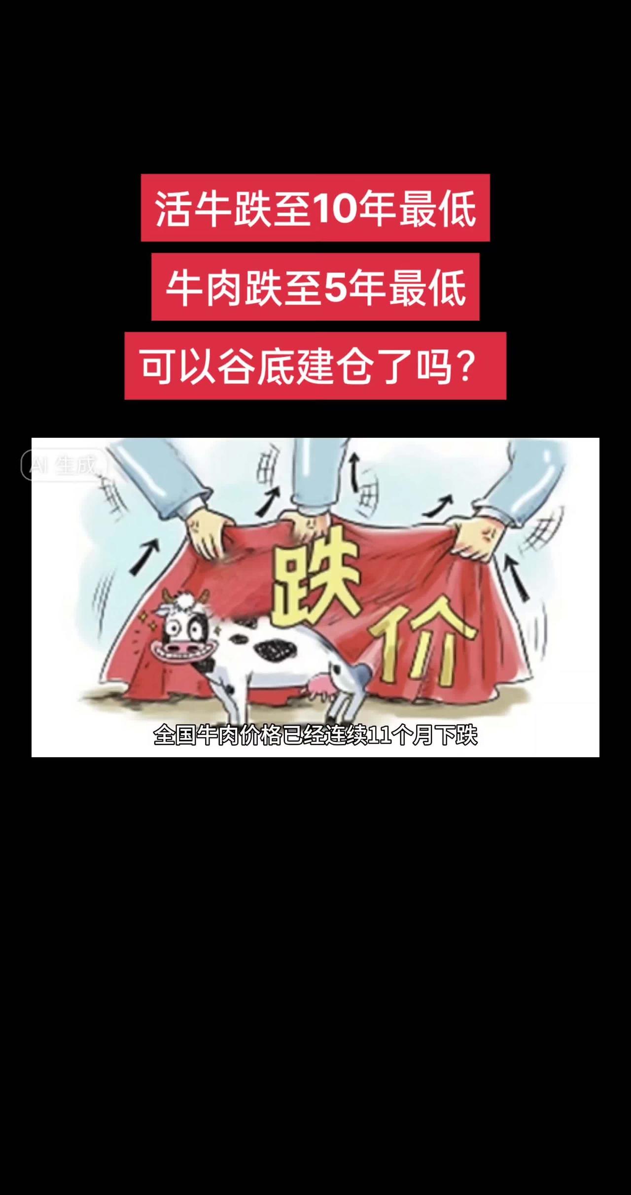 【牛肉价格"断崖跌"：跟经济环境有关吗？】

我国牛肉价格已连跌12个月，部分地