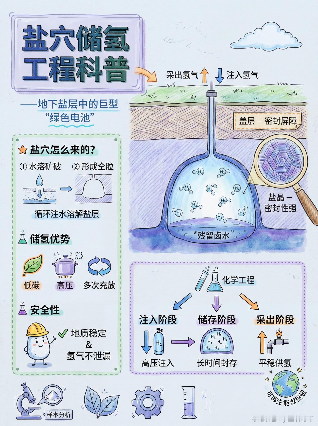 一图看懂：什么是盐穴储氢工程我国首个盐穴储氢工程投产运行  科普 涨知识 内容过