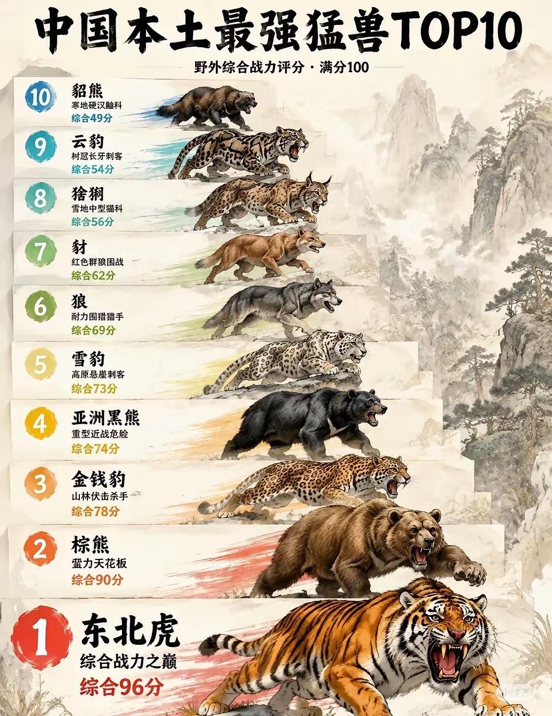 中国本土最强猛兽TOP10，谁才是霸主？