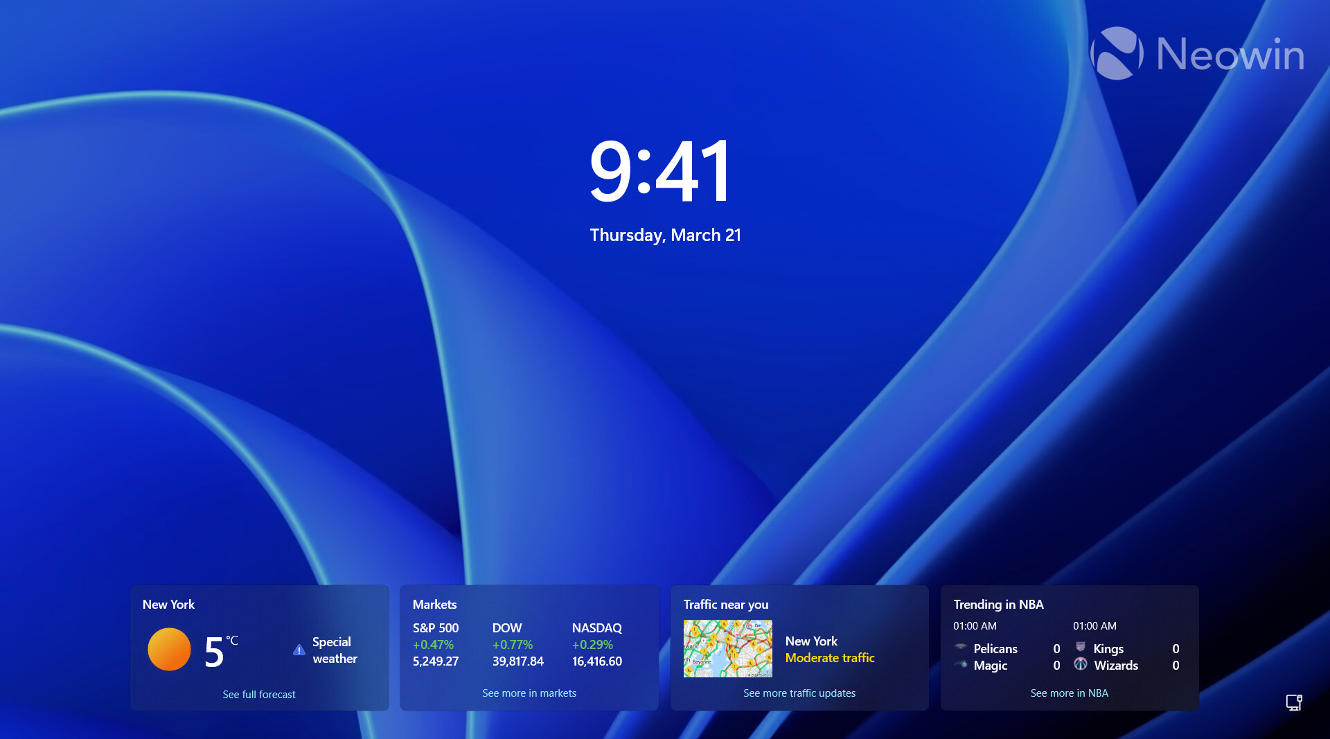 Windows 11 锁屏界面也将展示更多信息卡片，目前已经在 Release 
