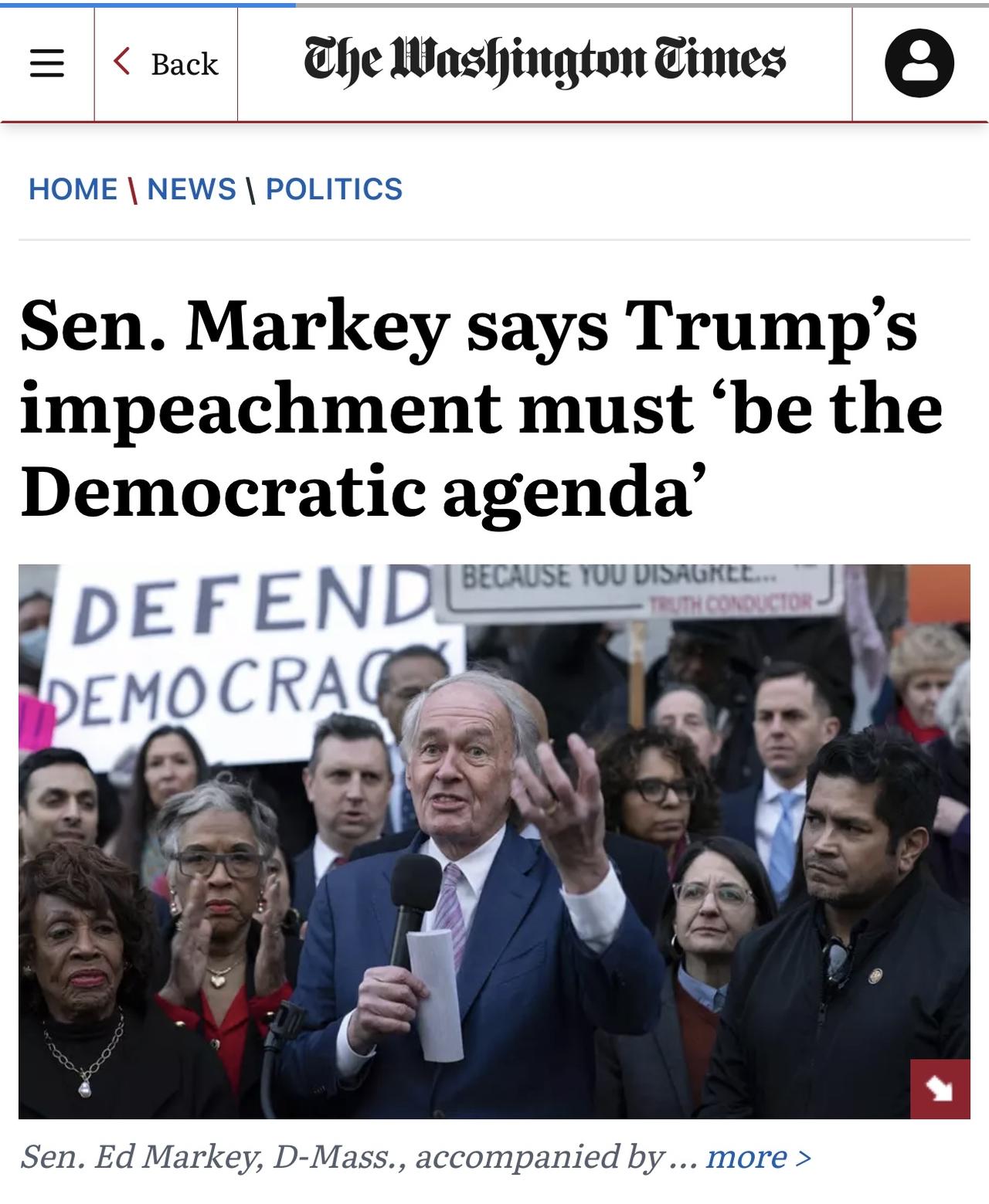 美国参议员埃德·马基Ed Markey希望在特朗普威胁摧毁伊朗民用基础设施后，继