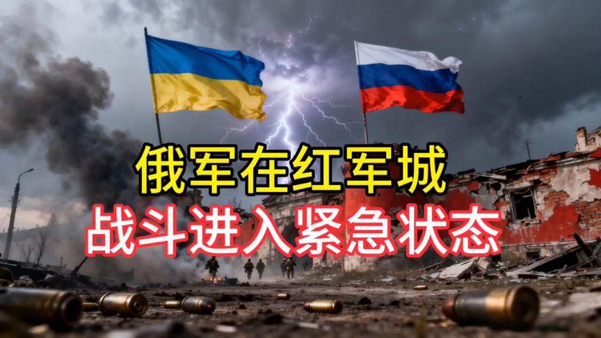 战火纷飞，俄军在红城展开紧急战斗，两旗飘扬，战况激烈