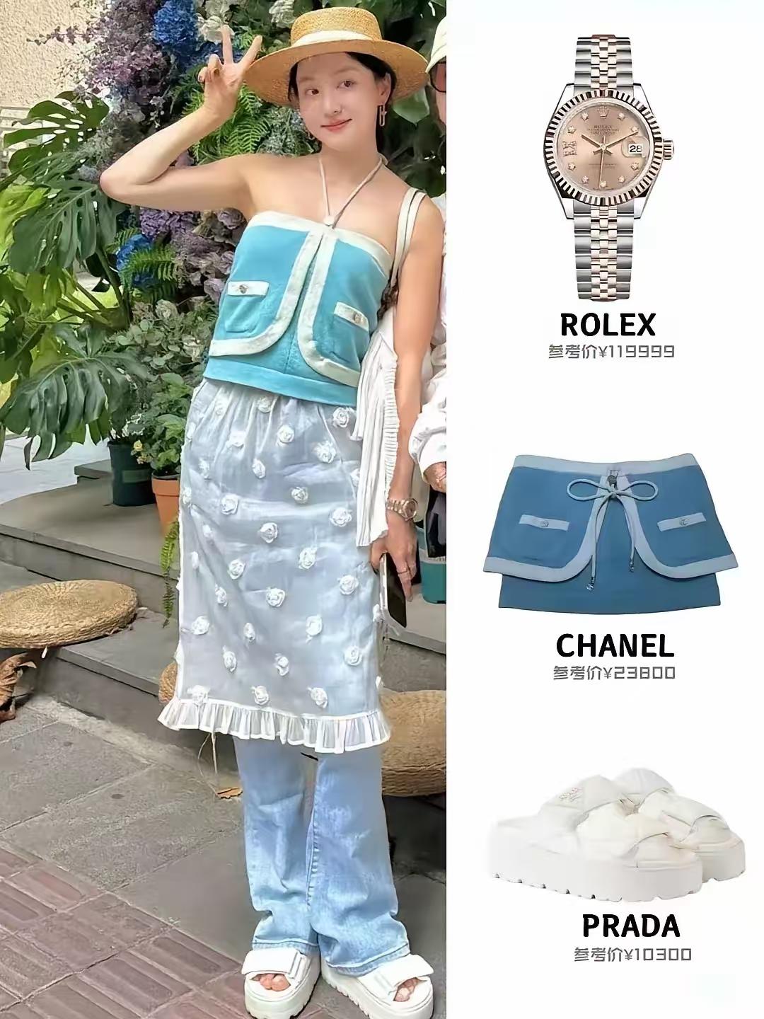 还真是贫穷限制了我的想像，马龙老婆这一件小小的上衣23800元，一双拖鞋1030