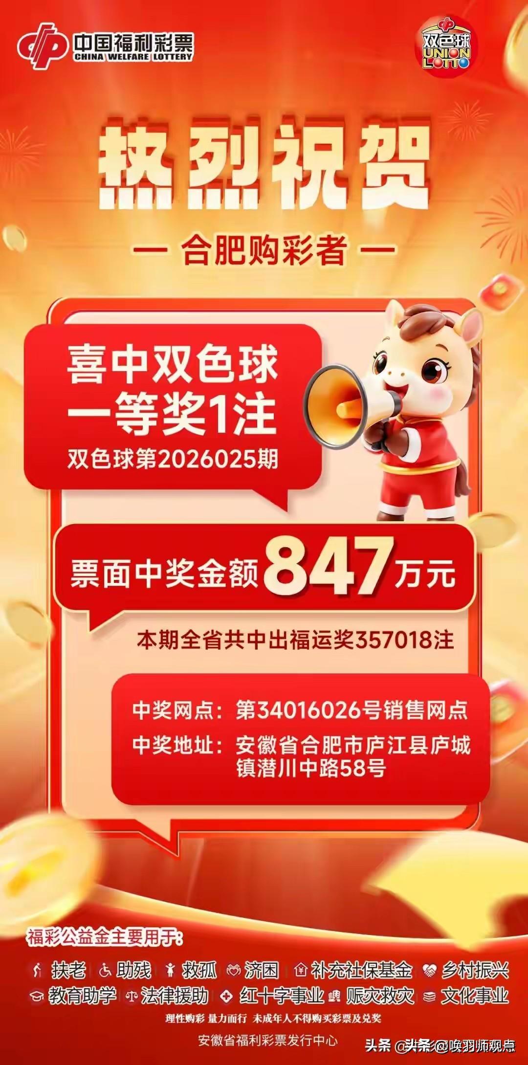 合肥彩民擒获847万：一张彩票把双色球奖级全扫了一遍

2026年3月8日，双色