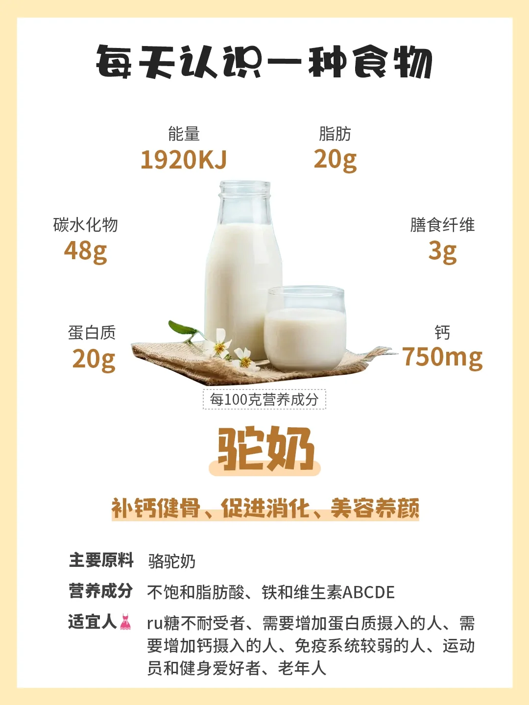 每天认识一种食物｜驼奶