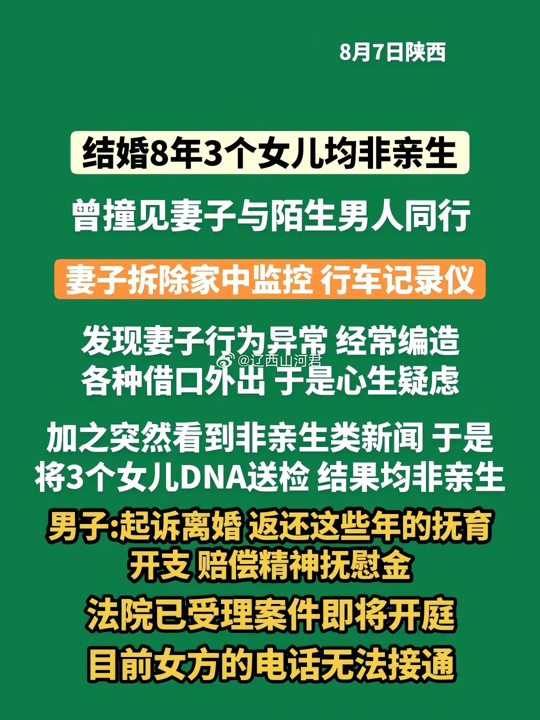 结婚8年3孩非亲生男子索赔30万 八年青春喂了狗，养了三个“陌生人”，这份“绿”