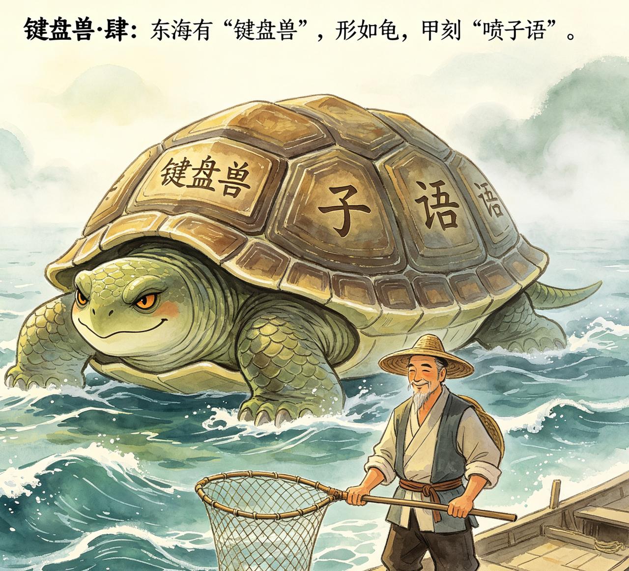 江湖怪谈•荒诞志116

键盘兽·肆：东海有“键盘兽”，形如龟，甲刻“喷子语”。