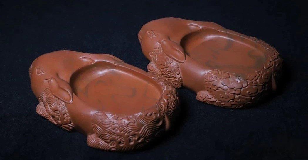 【精品展示】（二）砚台系列（4）：澄泥砚❷～～大师蔺涛作品②。与师友们分享，一手