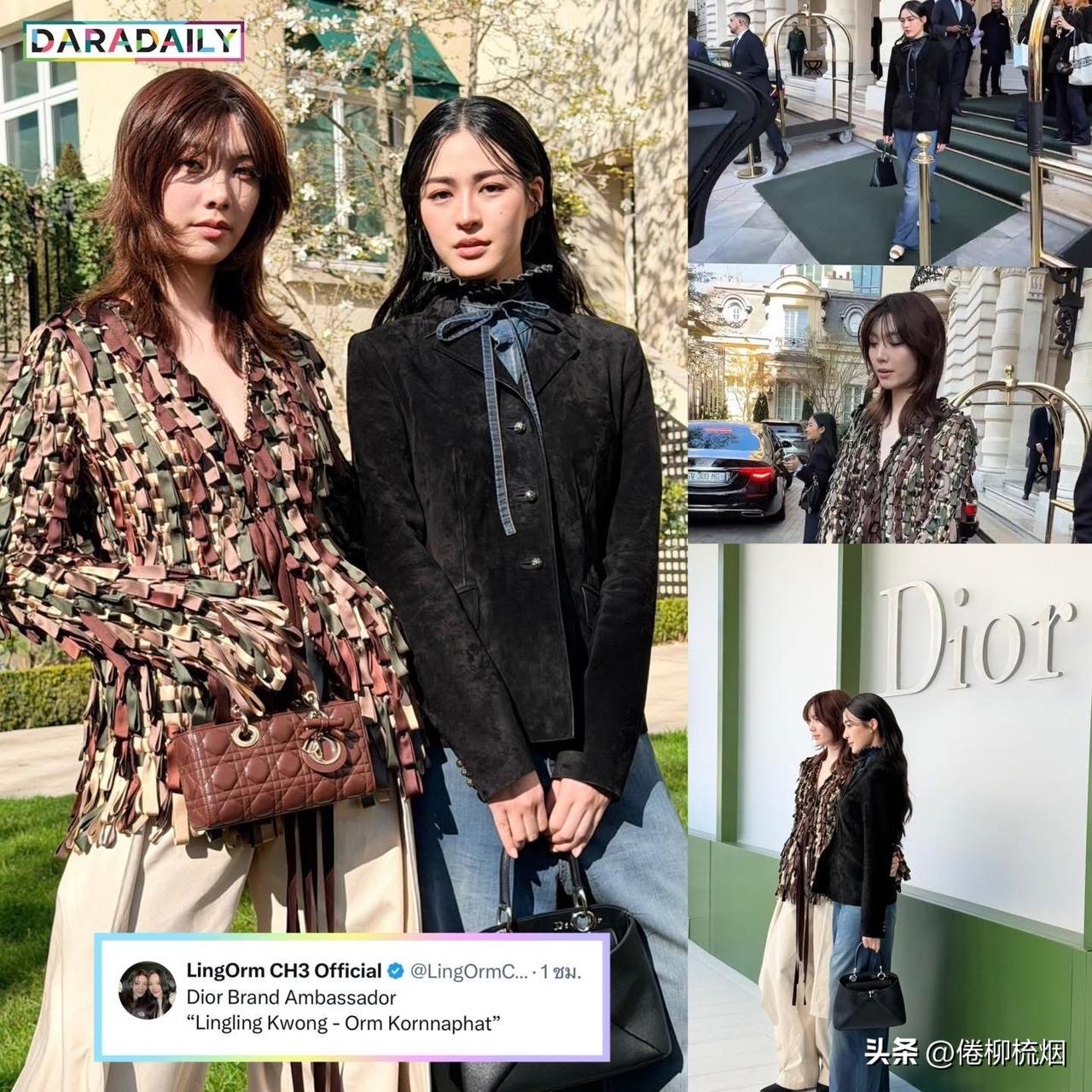 Lingling邝玲玲、Orm在巴黎时装周。。与金智秀等同场看秀。。