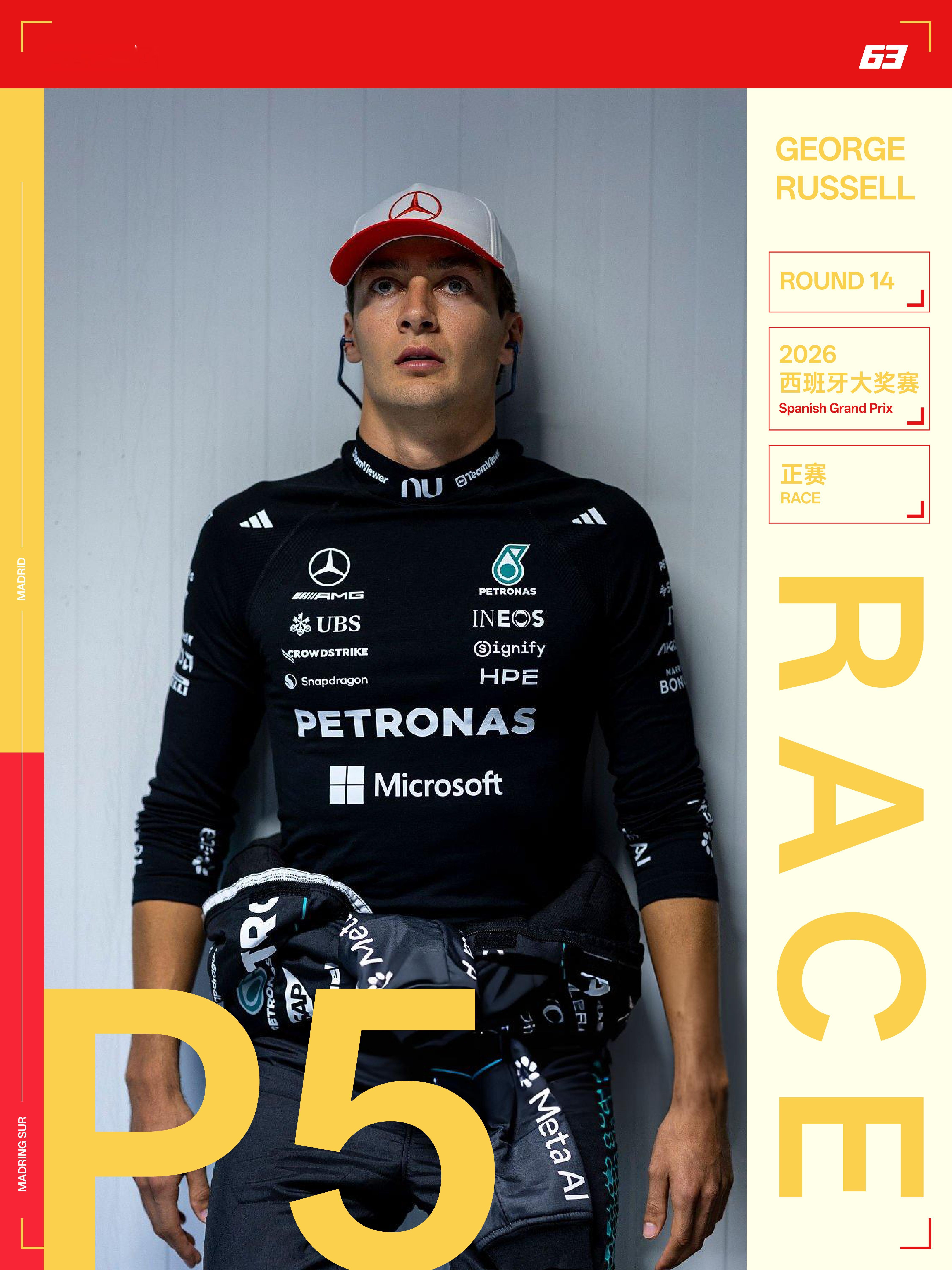 【赛况速报】正赛P6发车，P5带回。乔治拉塞尔 🇪🇸 2026F1西班牙大奖
